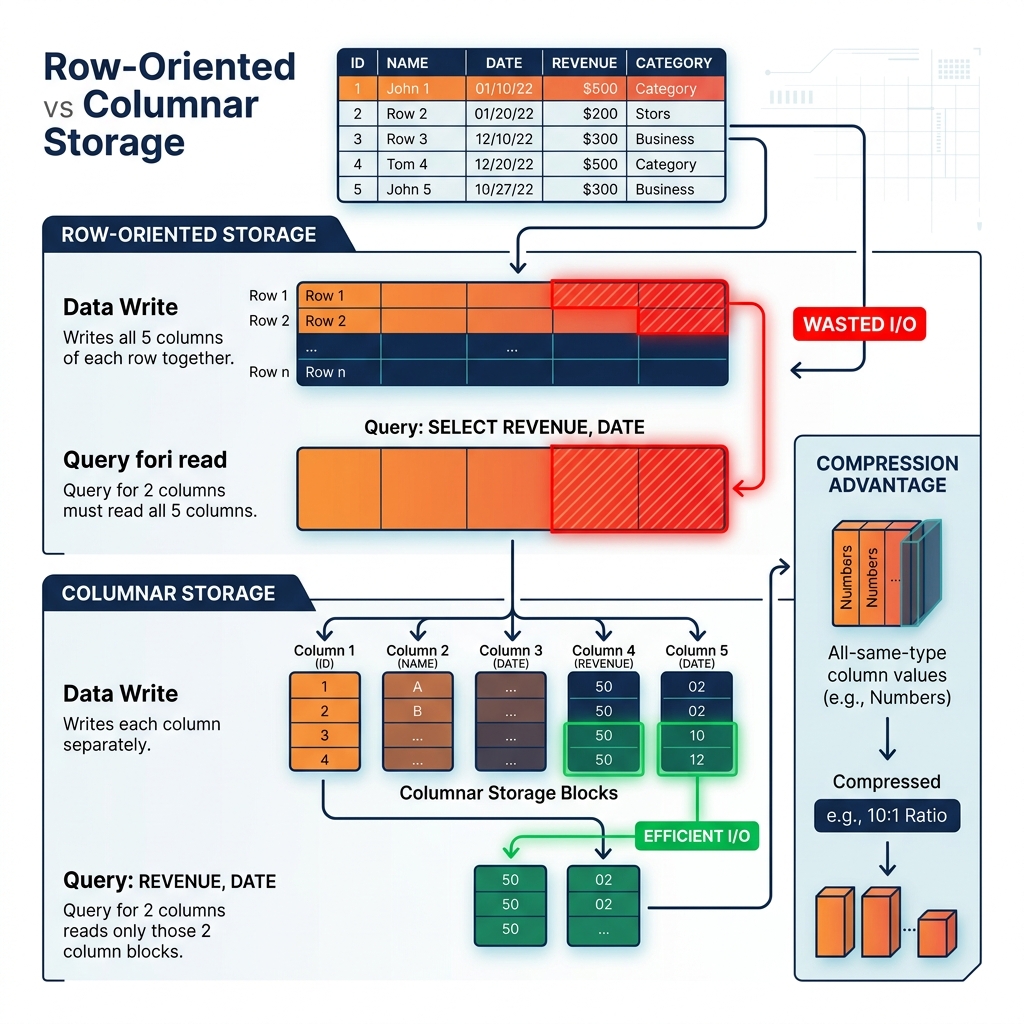 Columnar vs Row-Oriented Storage