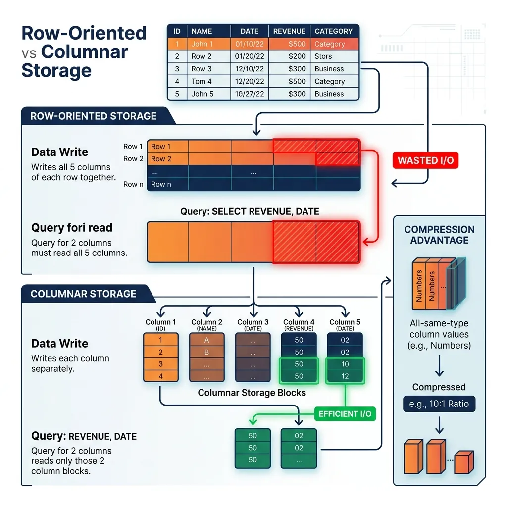 Columnar vs Row-Oriented Storage