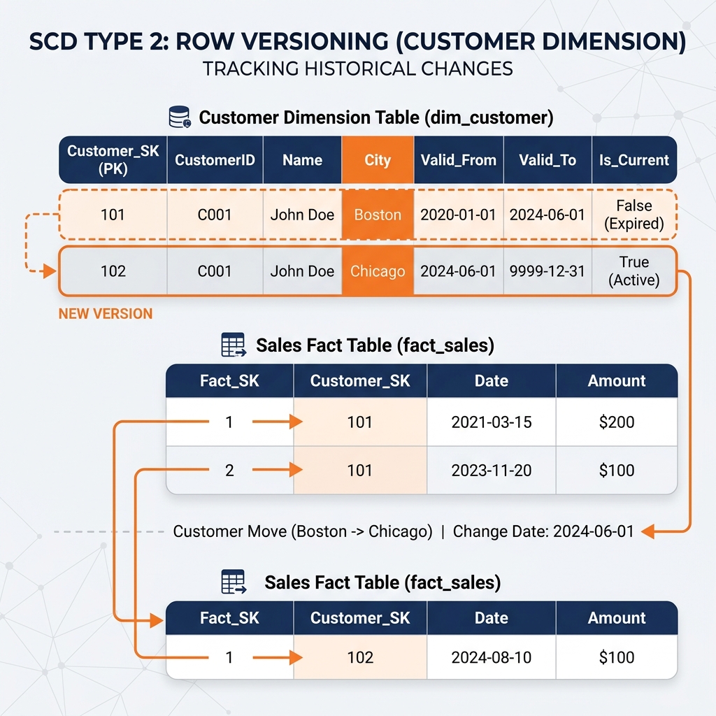 SCD Type 2 Row Versioning